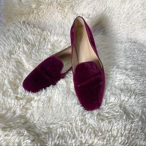 J. Crew Red Velvet Loafers